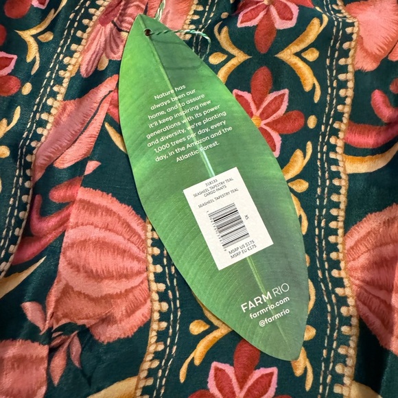 FARM Rio Seashell Tapestry Teal Cargo Pants. - Picture 6 of 7